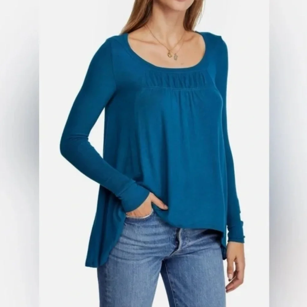 FREE PEOPLE We The Free Love Valley Babydoll Top S Ribbed Knit Boho Festival